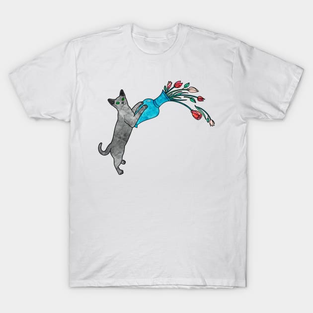 Russian Blue Cat T-Shirt by Kelly Louise Art